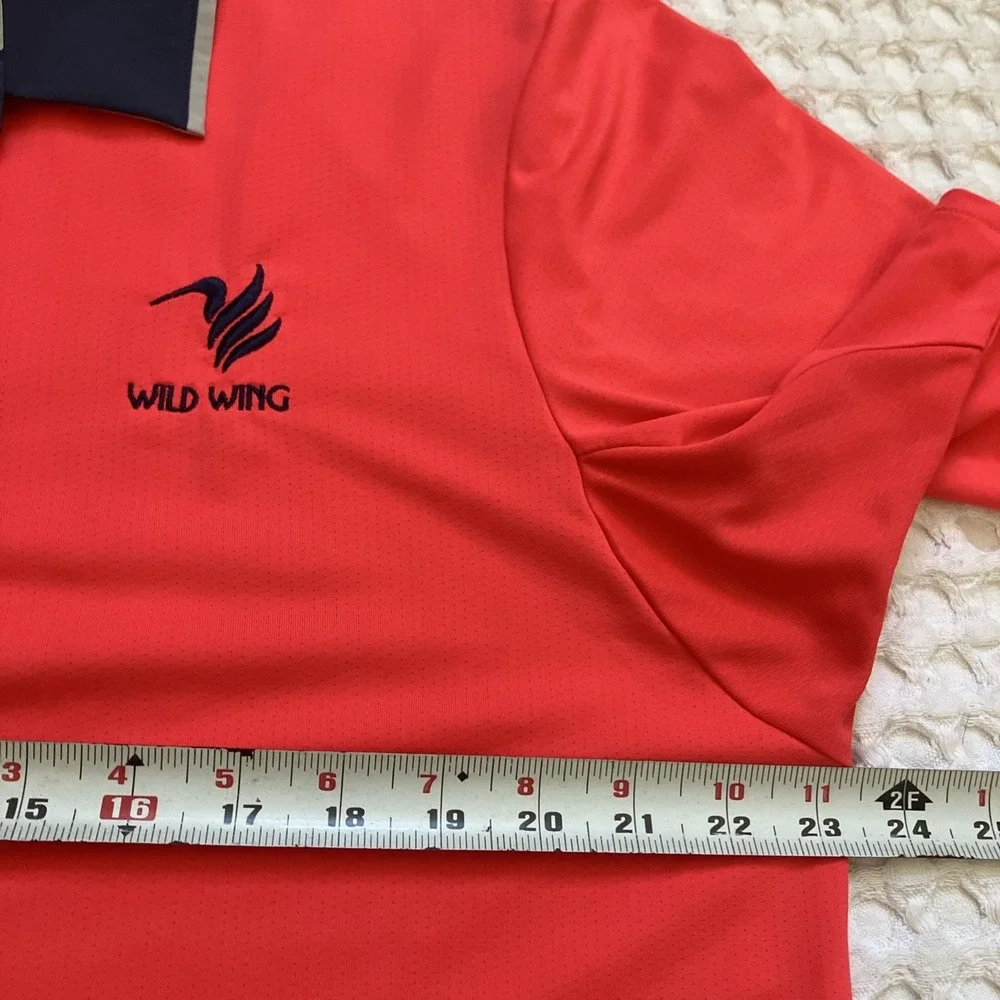 Adidas Polo Shirt Large Coral/Blue Climacool Wild Wing Golf Short Myrtle‎ Beach